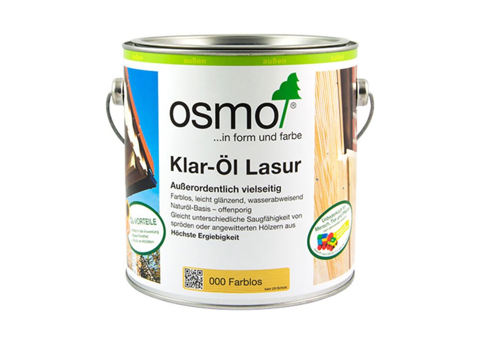 <p>Osmo Klar-Öl Lasur </p>

<p>000 Farblos seidenmatt 2,5L</p>
